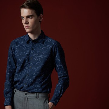 Stone'As print shirt / 印花 藍 襯衫