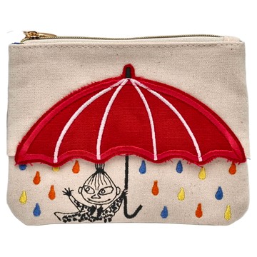 MARUSHIN 丸真 11x15cm 純棉  MOOMIN 面紙小物收納包 米色 + 紅色  1個