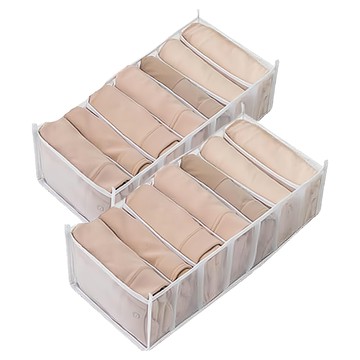 AHOYE 抽屜式內衣褲襪分隔整理盒 單一顏色 可水洗  32 x 10 x 12cm  透明色  2個