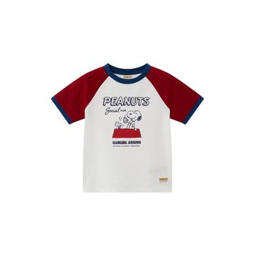 GIORDANO 童裝印花撞色圓領短袖上衣 史努比SNOOPY聯名系列【雙色任選】