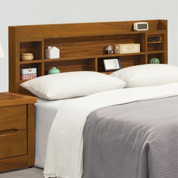 文創集 凱欣亞柚木紋6尺實木雙人加大床頭片(不含床底＋不含床墊)-182x12x105cm免組