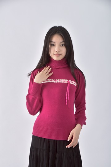 (S) cele gossip質感高領粉色長袖上衣