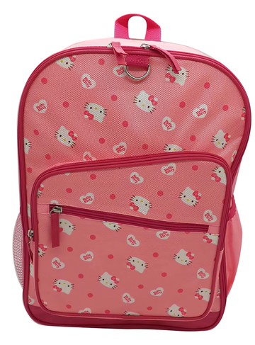 Hello Kitty 凱蒂貓 全開式背包 尼龍布  粉紅色  30 x 42 x 15cm