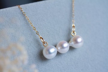 Akoya 巴洛克珍珠 三顆項鍊 14KGF / Akoya Baroque Pearl Triple Necklace 14K Gold Filled