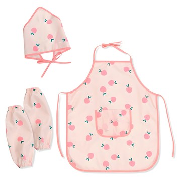 小兔子 兒童用 幼兒園活動 圍裙 + 頭巾 + 袖套 套組  S  粉色