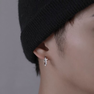 十字架耳環男士純銀耳釘2022年新款潮人小眾設計感耳圈女單只耳飾