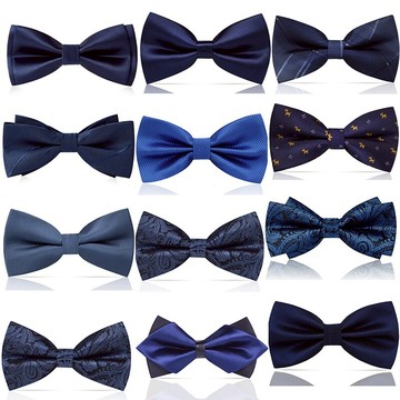 純色黑紅藍領結男士正裝新郎結婚禮服蝴蝶結襯衫伴郎團宴會婚慶潮