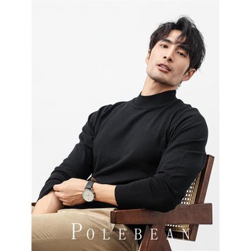 秋冬季半高領毛衣男加絨加厚黑色修身商務韓版潮流毛衫打底針織衫