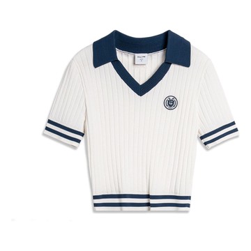 (WMNS) Li-Ning x Disney Monsters University Knit Polo Shirt 'Cream White Navy'