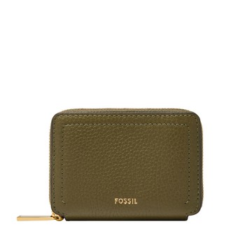 【FOSSIL】Logan 真皮拉鍊RFID防盜卡夾-綠色 SL10045316