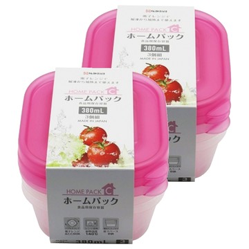 NAKAYA HOME PACK 保鮮盒 粉色 3個  上蓋 + 盒身  2組