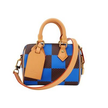 Louis Vuitton LV路易威登 展示品 Speedy 18 帆布手提斜背二用包(N40595-藍)