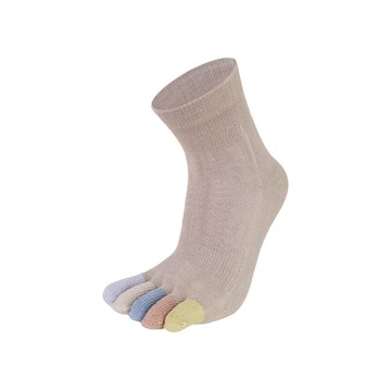 乾爽吸汗五趾短襪-彩趾 - 彩趾淡棕
