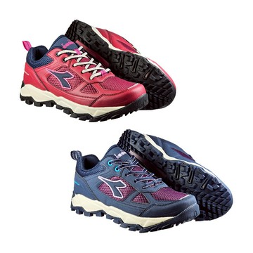 DIADORA迪亞多那 防潑水越野女鞋 女運動鞋 登山鞋 越野鞋 保護後跟 散熱 排濕 彈力 耐磨 防滑 耐走 紅 藍