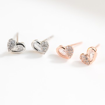 純銀｜閃心耳環(J041L0Q075A) - JUJURY