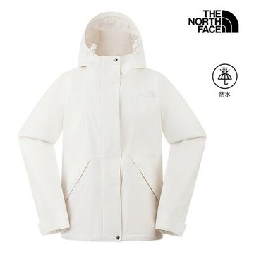 【The North Face 官方旗艦】北面女款米白色DRYVENT防水連帽衝鋒衣｜8J6YQLI