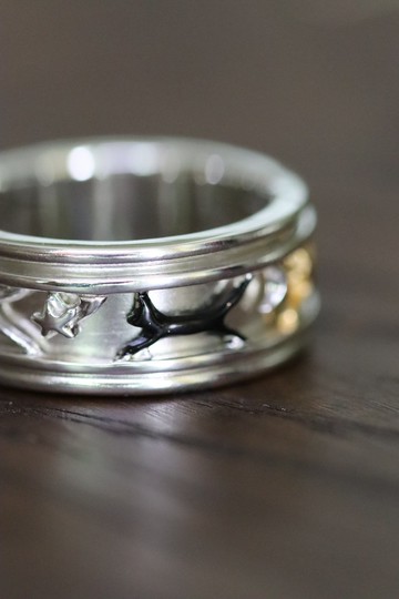 五隻轉動貓咪戒指 silver925