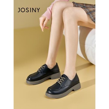 卓詩尼春秋季新款女鞋子女士單鞋圓頭平底系帶深口低幫休閑時裝潮