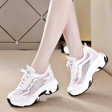 內增高小白鞋女2026夏季新款網鞋百搭厚底增高運動休閑鞋透氣網面