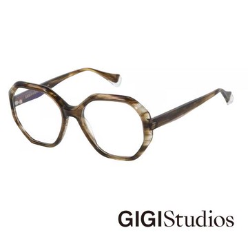【GIGI Studios】百搭雙色調六角形光學眼鏡(玳帽色 -CHRISTINE-6767/9)