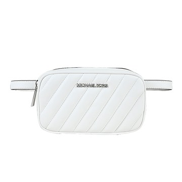 MICHAEL KORS MK小香風衍縫金字LOGO腰包/胸口包-白