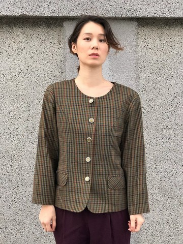 墨綠格紋外套