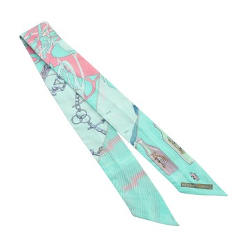 HERMES 愛馬仕 Twilly 絲巾 藍綠色 絲綢 【二手名牌BRAND OFF】