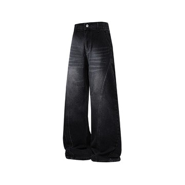 【HOT 本舖】男装微喇秋冬新款cleanfit男款牛仔褲男士拼接修身休閒長褲顯瘦顯腿長