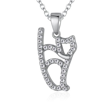 925純銀項鍊．優雅貓咪．小貓．女．八心八箭．生日禮物．CS5014