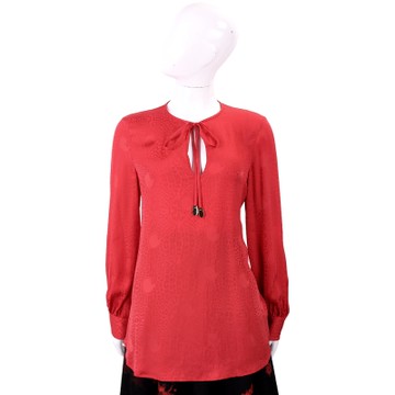 CLASS roberto cavalli 紅色緹花絲緞長袖上衣