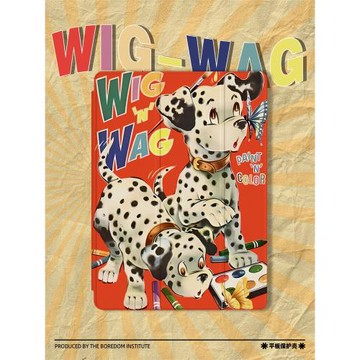 可愛斑點狗插畫卡通簡約大麥町潮流復古適用于蘋果2022款iPadPro12.9/11三折保護殼air5/mini6防摔氣囊平板殼