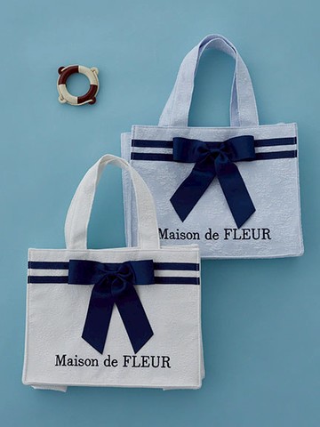 水手服風格蝴蝶結方形手提袋(08000481500) - Maison de FLEUR