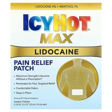 Icy Hot, Max，利多卡因止痛貼，5 片