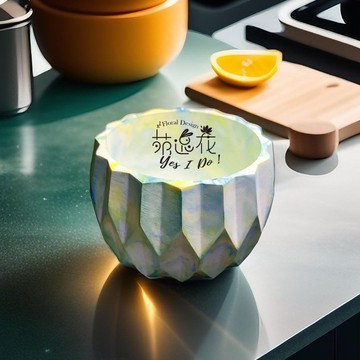 多稜形渲染水泥圓盆 花器