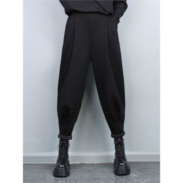 空氣層束腳褲燈籠褲女202年春秋新品靴褲休閑褲垮褲松緊腰馬褲潮