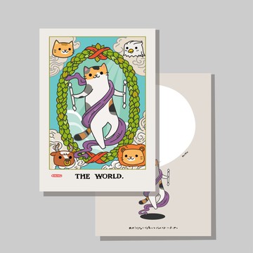 原創明信片/塔羅牌_世界牌/原創插畫/貓咪/文創卡片