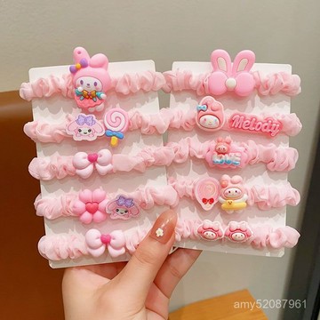 【臺灣-出貨】🌟美樂蒂兒童小腸髮圈小女孩高彈力紮頭髮橡皮筋兒童新款高顔值皮筋女孩卡通髮飾禮物可愛 PJPZ