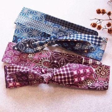 花瓣圖紋拼接 2色 寬版髮箍 蝴蝶結髮箍 新娘髮帶