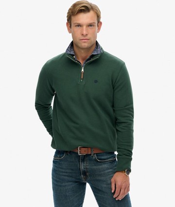 Superdry Men's Preppy Half Zip Jumper Green Size: XL