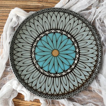 法式鄉村復古綻放花朵餐具餐盤意大利面盤子牛排盤8英寸日式壽司