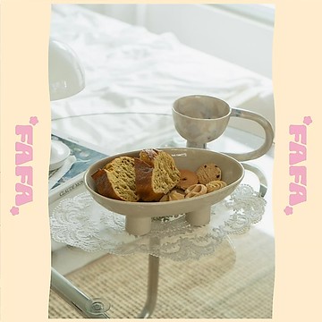 隔日到貨｜Creamy Mood 奶霜橢圓高腳盤 水果盤 展示盤 蛋糕盤 甜點盤 裝飾盤｜FAFA 發發家居 台灣