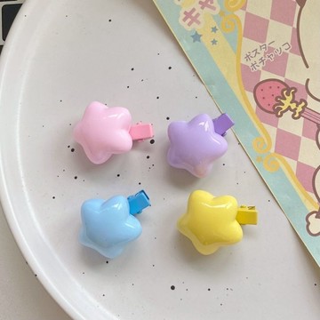 台灣現貨【法拉米拉】超胖糖果色星星小夾子ins甜美可愛少女心小號劉海夾側邊髮卡女 髮夾 邊夾 BB夾 77-0067