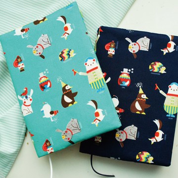 Lovely日本布【燙銀幾何動物布書衣25K日誌A5手帳】1組2色