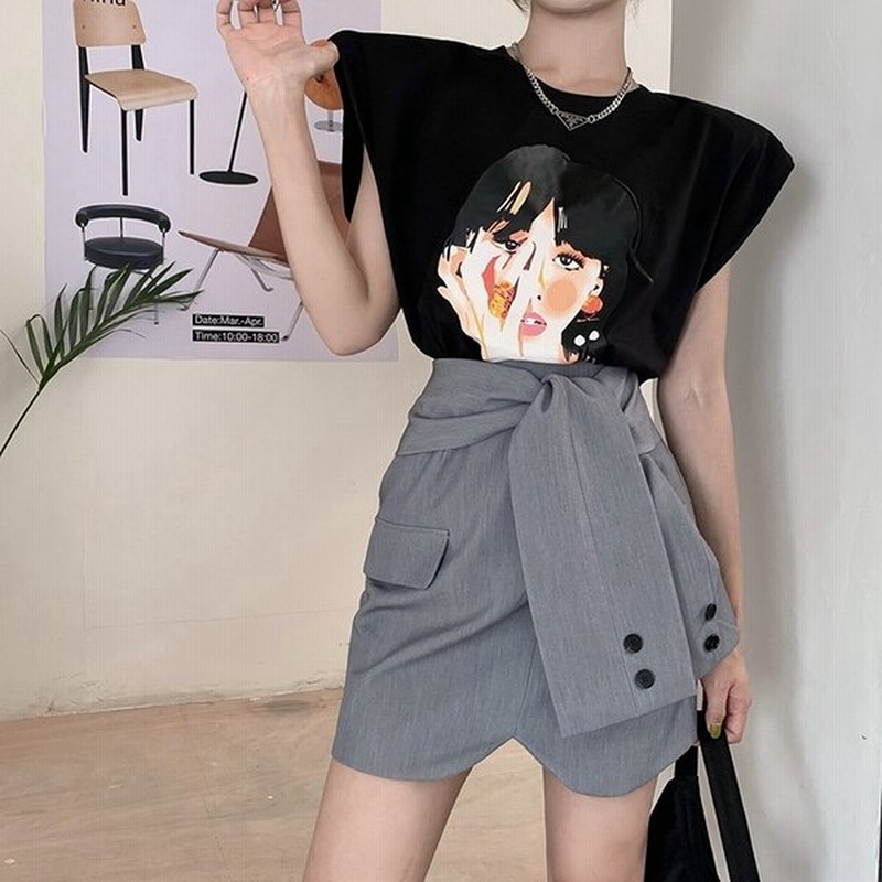 シャツ巻き風 ミニ スカート 韓国 ストリート オルチャン 腰巻き 台形 K Pop 原宿系 ショート丈 レディース 5sk 71 メール便ok 通販 Lineポイント最大0 5 Get Lineショッピング