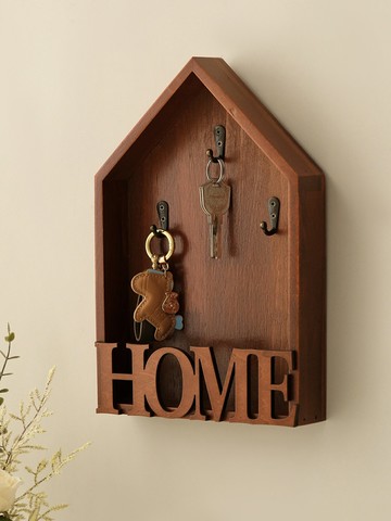 北歐木質創意個性門口鑰匙架收納置物盒墻面掛鉤玄關家居裝飾掛墻