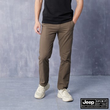 JEEP 男裝 簡約百搭直筒長褲-棕色
