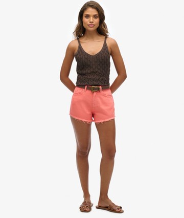 Superdry Women's Women's Women's Classic High Rise Denim Shorts, Cream, Size: 26