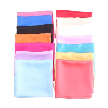 舞蹈小絲巾兒童表演專業小方巾薄款領巾女圍脖結婚喜帕紅純色紗巾