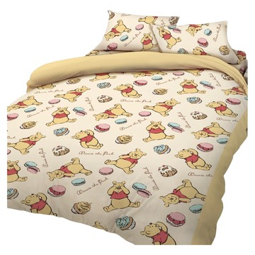 戀家小舖 40支精梳棉 單人床包 含枕套一件 台灣製造 維尼圖案 甜點馬卡龍  1組