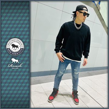 Roush 韓式落肩款毛圈布大學TEE(2511975)